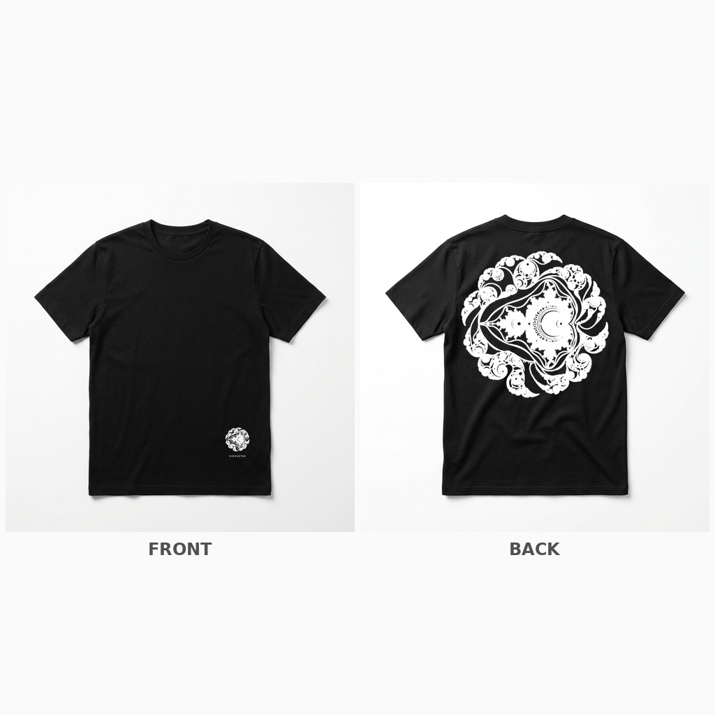 CircleTee Mandelbrot Set - Vista fronte e retro